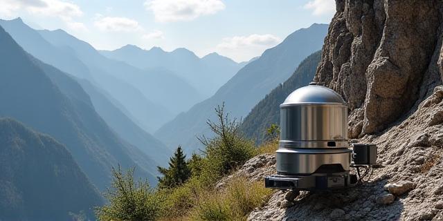 Paesaggio naturale italiano con sensori sismici installati